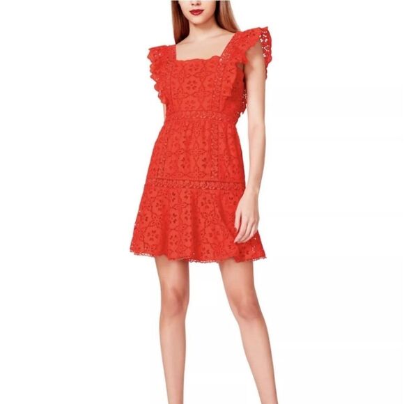 Betsey Johnson Red Eyelet Dress Sz 10 - Picture 1 of 11